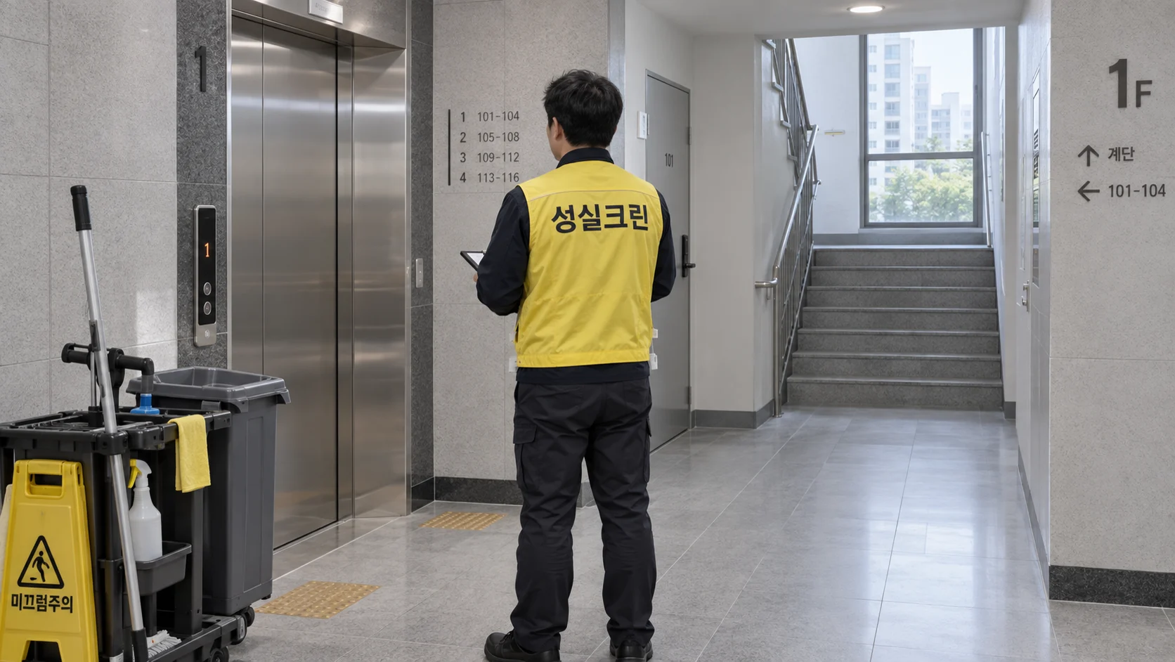 아파트 공용부의 마감을 점검합니다