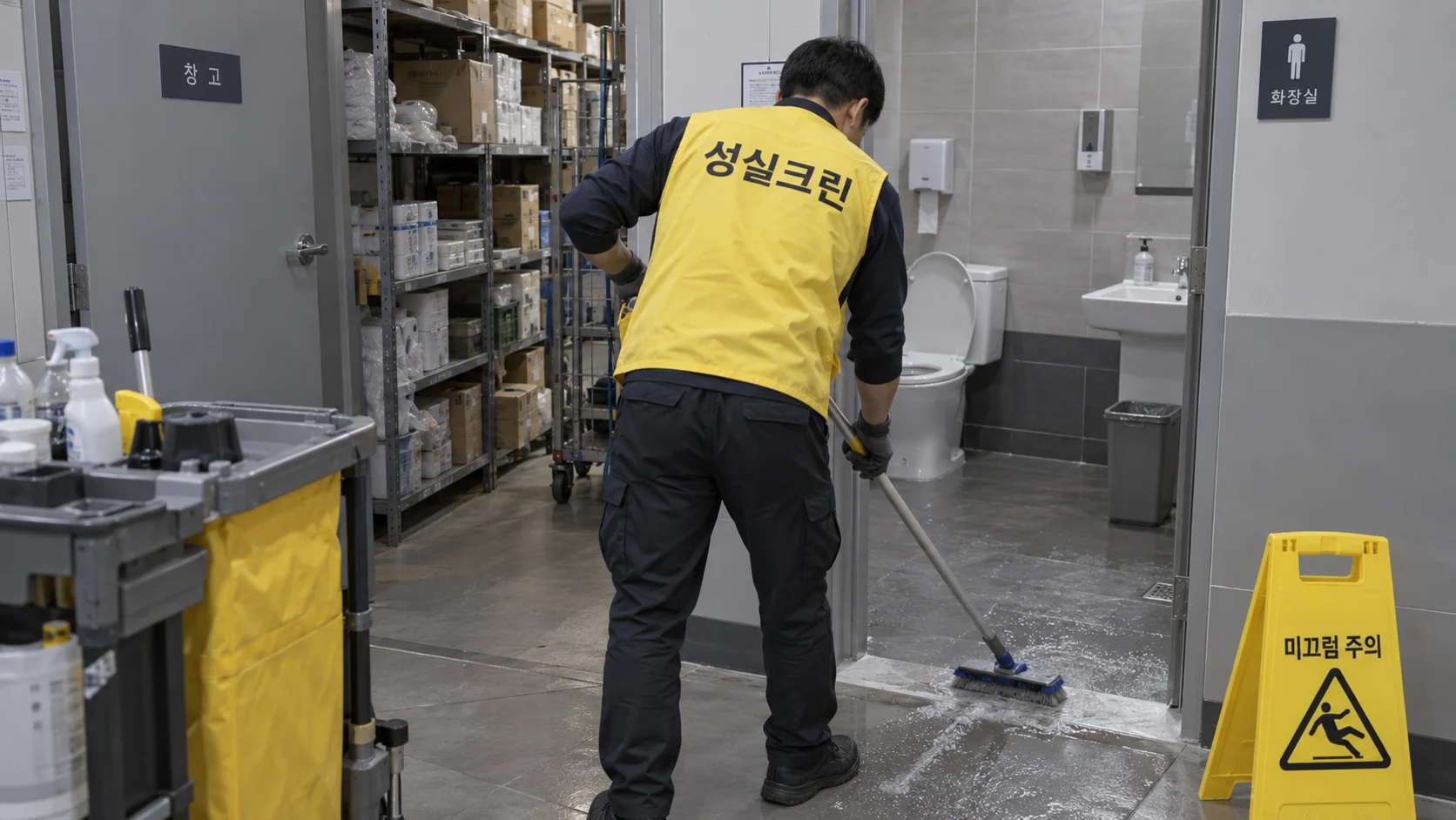 창고 앞과 화장실을 집중 관리합니다