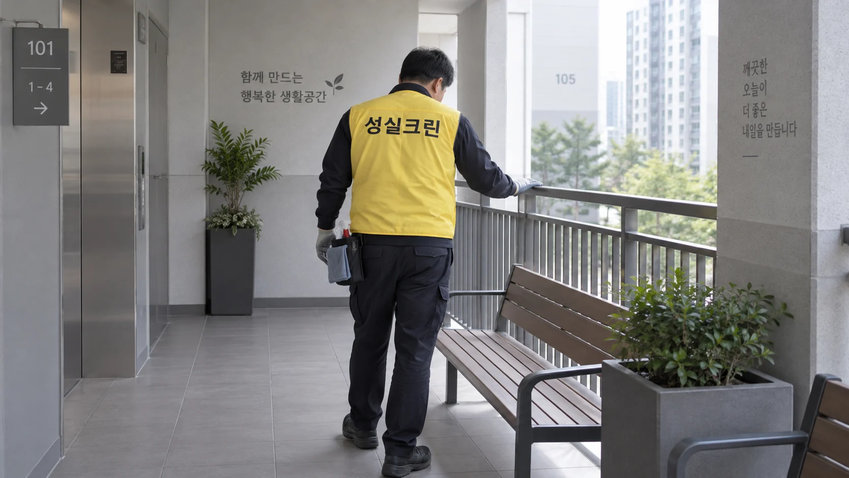 휴게공간과 공용부 마감을 확인합니다