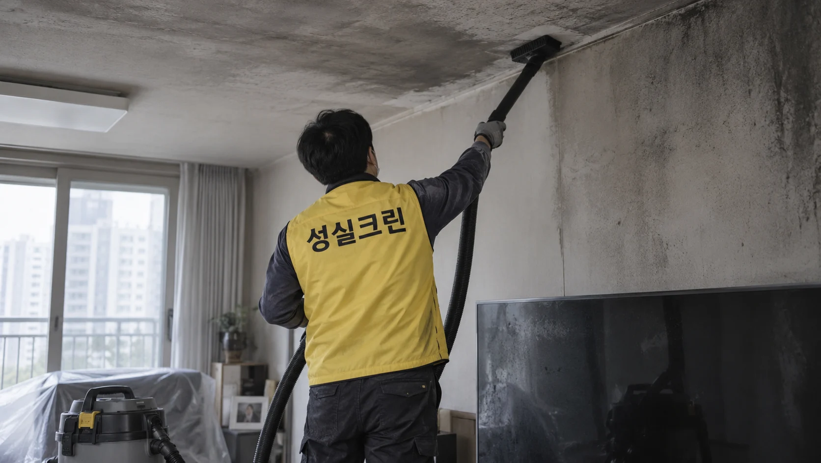 벽면과 천장의 그을음을 제거합니다