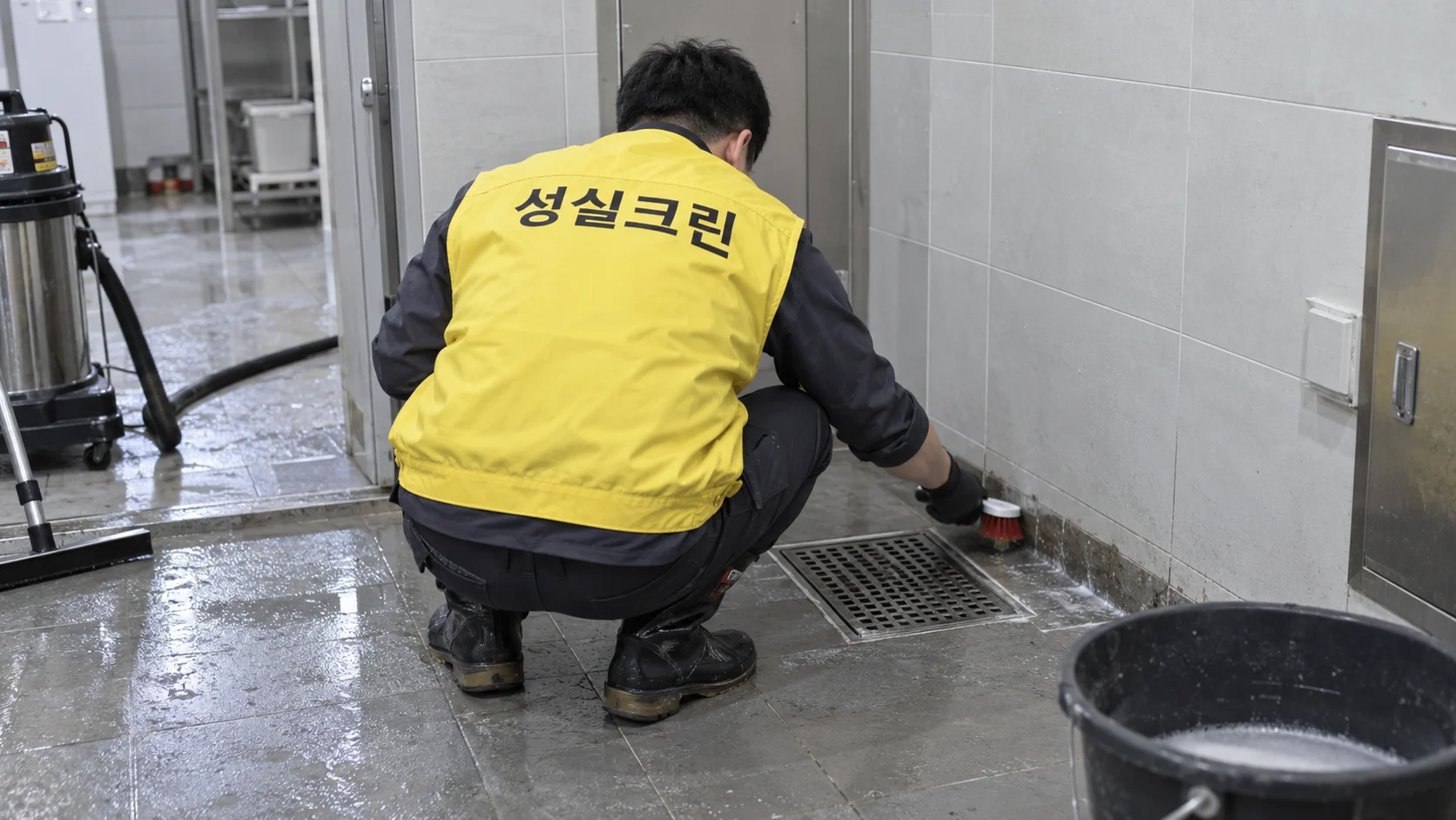 배수구와 역류 구간을 세척합니다