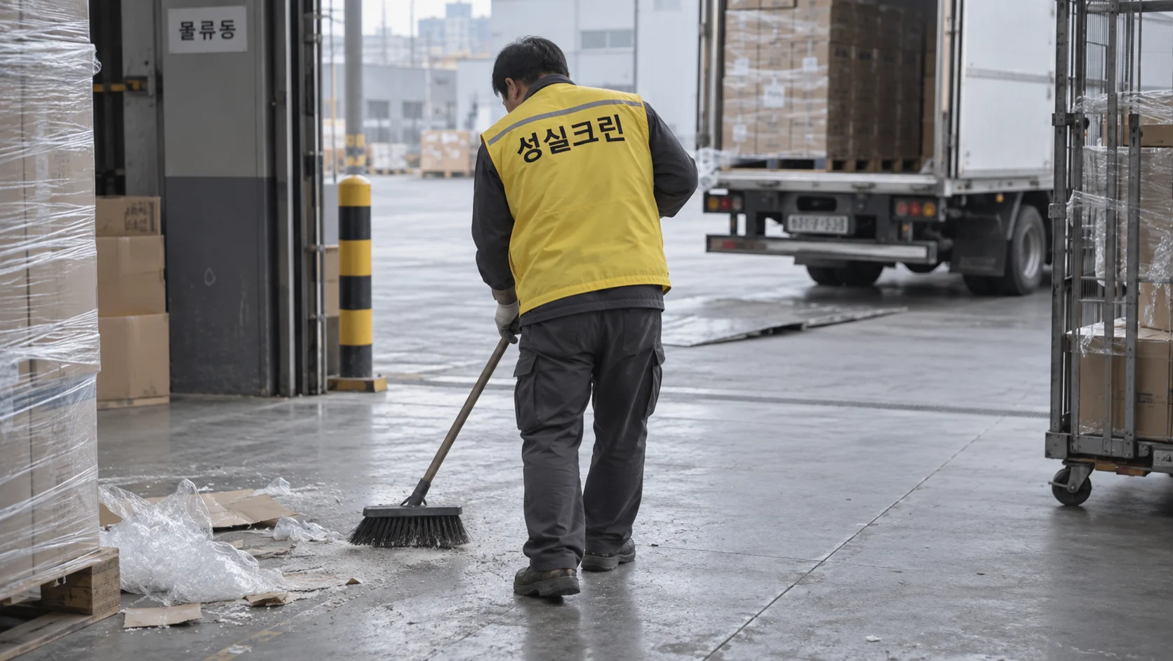 물류 동선의 분진을 제거합니다