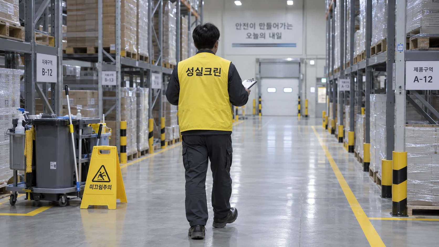 안전선과 이동 동선을 점검합니다